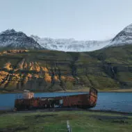 An stranded American landing vessel (US Navy LCM) dated back to world war 2