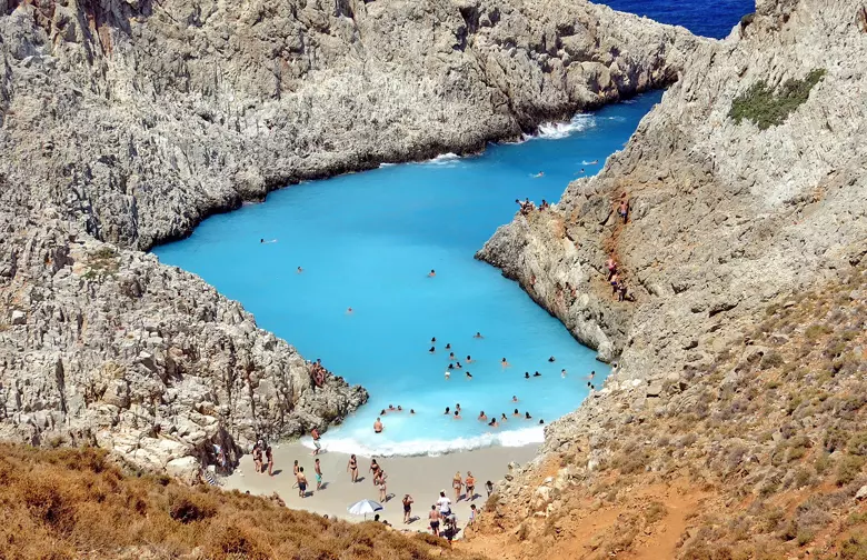 Stefanos beach or Seitan Limania Beach is located  22 km northeast of Chania