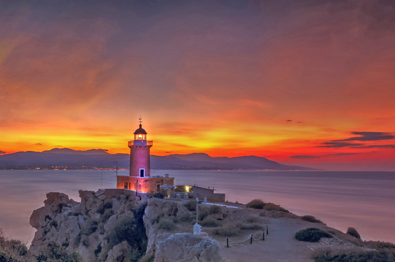 The lighthouse at Acre Melagavi or Lighthouse of Iraion is  one of the most photographed landmarks