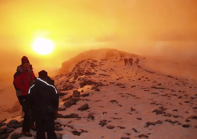 Kilimanjaro is a large stratovolcano composed of three distinct volcanic cones: Kibo, the highest; Mawenzi at 5,149 metres