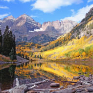 The view of the Maroon Bells from the valley of the Maroon Creek is said to be the most photographed place in Colorado.