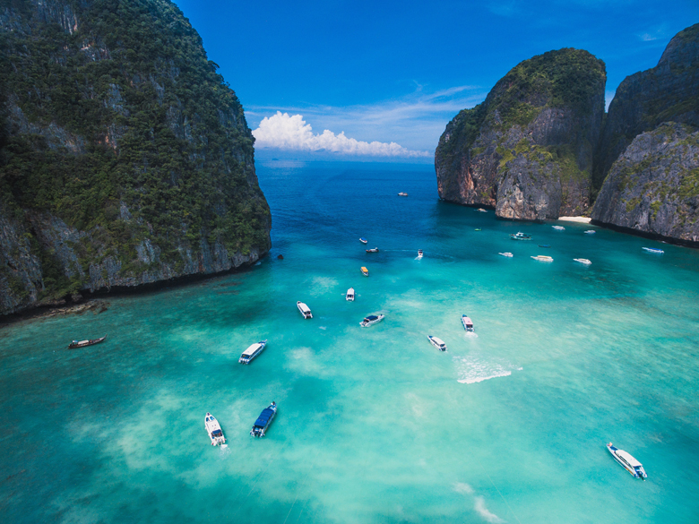 Maya Bay is in Krabi, Thailand, on the island called Ko Phi Phi Lee (or also Phi Phi Ley) of the Phi Phi archipelago, which touches the Andaman Sea