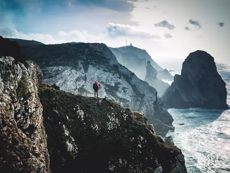 Cabo da Roca is a beautiful cliff that emerges 140 meters above the Atlantic It is the westernmost end of Europe.