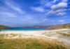 Achmelvich Beach is a stunning beach with white sand and a popular spot for water skiers, windsurfers and kayakers. It is a busy beach during the summer months.