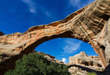 Sipapu Bridge is a natural arch in San Juan County, Utah, in the United States. It is protected within the Natural Bridges National Monument.