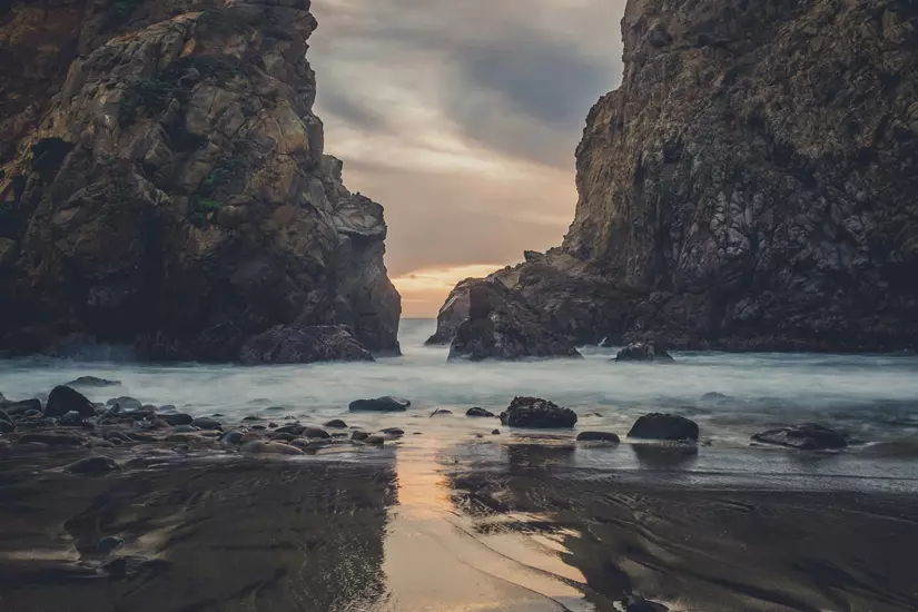 Pfeiffer Beach is suitable for swimming, but mainly people come here for beautiful views, to explore picturesque cliffs