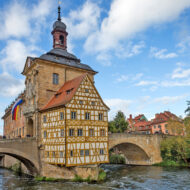 The main attraction of the Bamberg is the Old Town Hall. There is a legend that the local bishop did not permit the construction of this public building on the city land. Two bridges connect the Old Town Hall with the rest of the city - the Lower and the Upper.