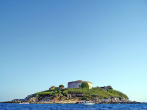 The island-fortress of Mamula located in the Adriatic Sea
