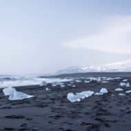 Diamond Beach, is a black volcanic sand beach next to Jökulsárlón Glacier Lagoon on the South Coast of Iceland.