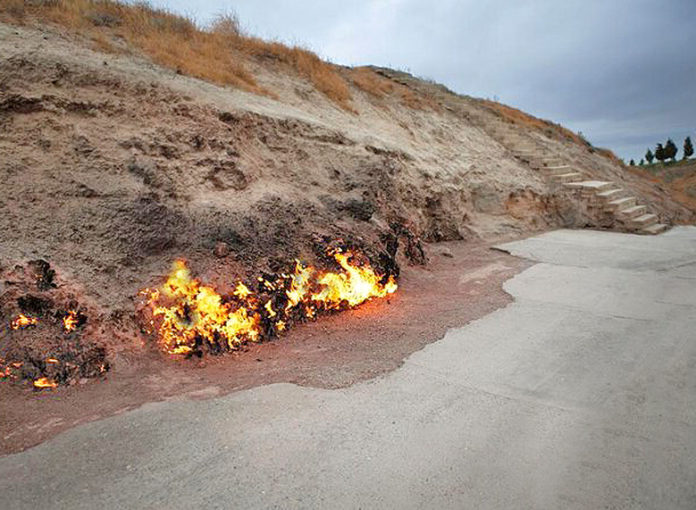 Yanar Dağ is a natural gas fire that has been burning on the slope of a hill in Azerbaijan since ancient times.