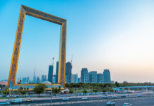 The Dubai Frame is a an architectural landmark located in the downtown area of Dubai, in the United Arab Emirates.