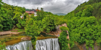 Pliva is a waterfall located in the city of Jajce, in central Bosnia and Herzegovina.