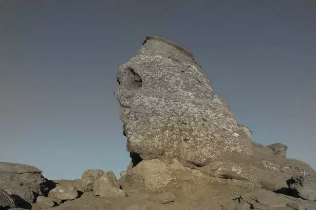 The Sphinx is a natural rock formation in Bucegi Natural Park located in the Bucegi Mountains of Romania.