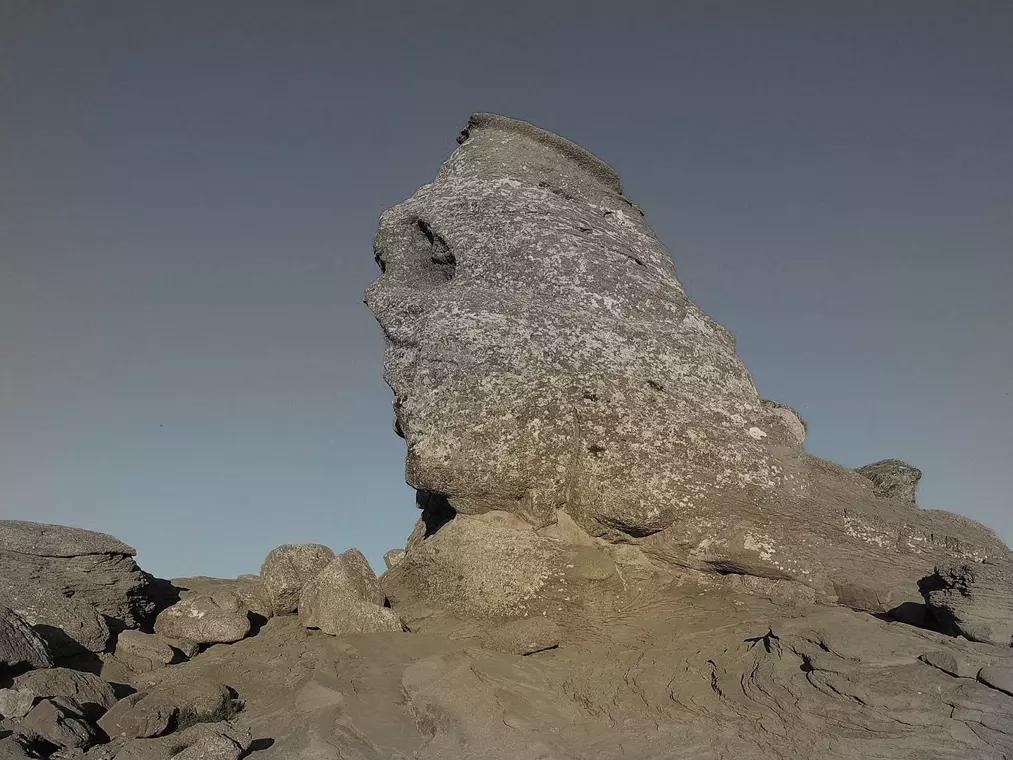 The Sphinx is a natural rock formation in Bucegi Natural Park located in the Bucegi Mountains of Romania.