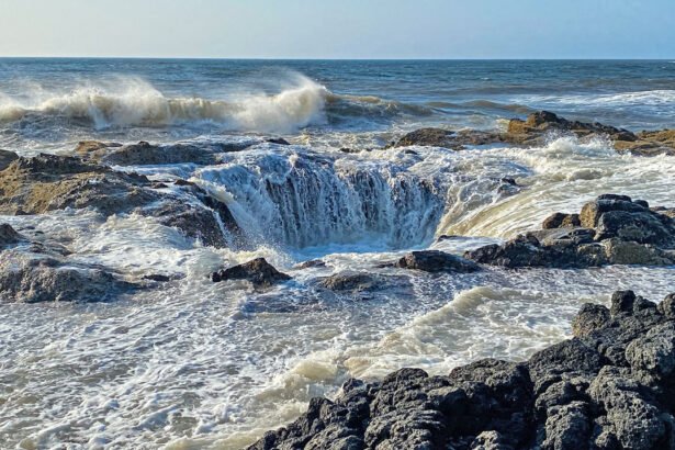 This natural attraction is known as Thor's Well and is located near Spouting Horn