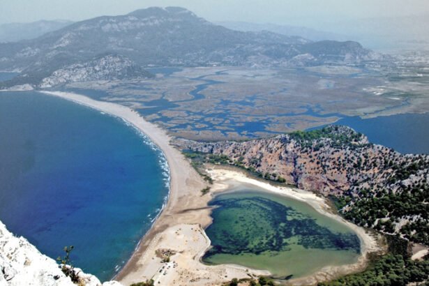 İztuzu Beach is a 4.5 kilometer long beach near Dalyan, in the Ortaca District of Muğla Province in southwestern Turkey. into the Mediterranean Sea.