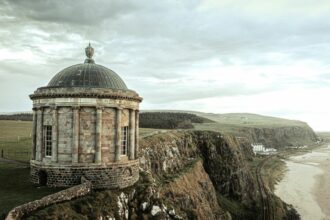 Mussenden Temple is a small circular building on the cliff coast high above the Atlantic Ocean near Castlerock in County Londonderry, Northern Ireland,United Kingdom.