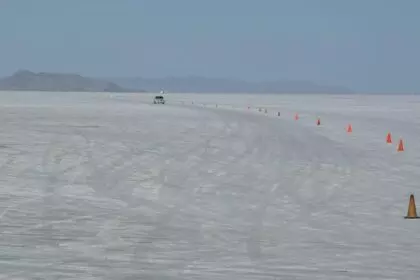 The Bonneville Salt Flats is a 260 km2 salt-covered plain in in Tooele County, northwestern Utah, United States.