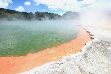 Champagne Pool is a hot spring located in the Wai O Tapu geothermal region of New Zealand's North Island.