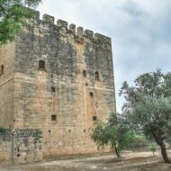 Kolossi Castle is a medieval castle - Crusader stronghold , 10 km west of Limassol, on the southern coast of the Mediterranean island of Cyprus.