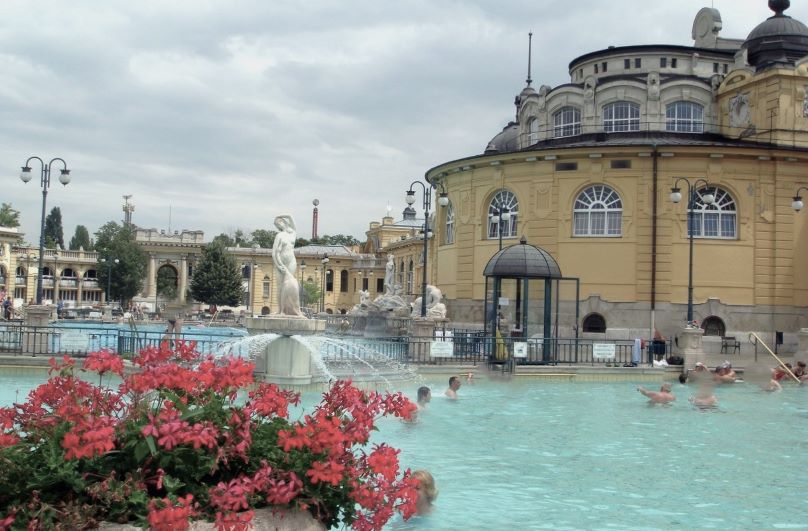 Széchenyi Thermal Baths , the largest complex of medical pools in Europe located in Budapest, the capital of Hungary.
