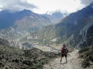 The Annapurna Circuit is a trekking route (long-distance hiking trail) around the Annapurna mountain range in the Nepalese Himalayas.