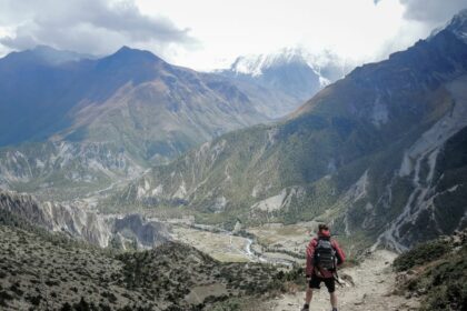 The Annapurna Circuit is a trekking route (long-distance hiking trail) around the Annapurna mountain range in the Nepalese Himalayas.