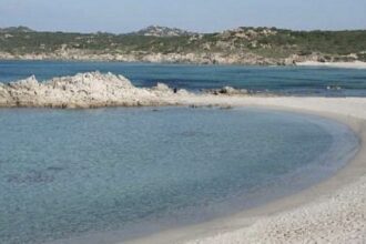 The Spiaggia La Liccia is located outside the village of Rena Majore ,along the coast of Sardinia island , on the Mediterranean Sea in Italy.