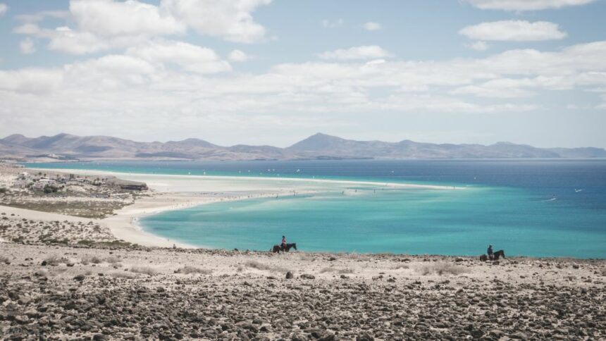 Playas de Sotavento are located on the Jandia peninsula, in the southeast of Fuerteventura one of the Canary Islands, in the Atlantic Ocean.