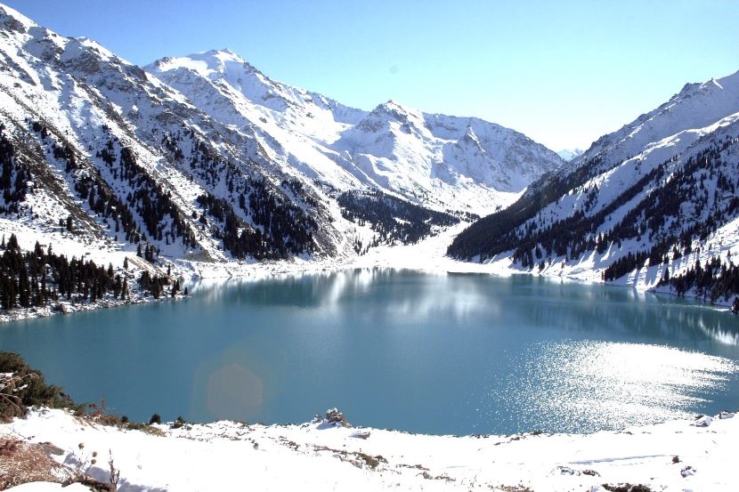 Big Almaty Lake is a lake located in the alpine basin of the Zailiysky Alatau range, 15 kilometers south of the city of Almaty, in Kazakhstan.