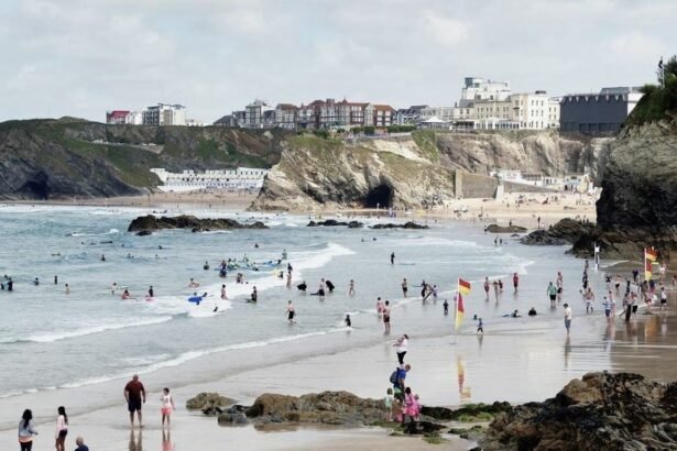 Newquay is a town, seaside resort and fishing port on the north coast of Cornwall , England, United Kingdom.
