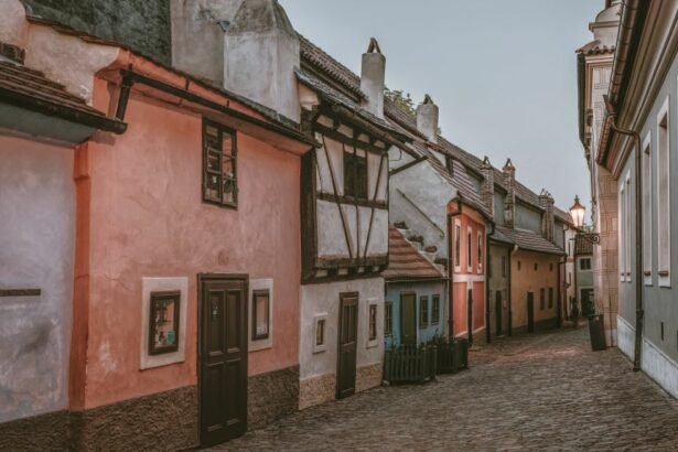 The Golden Lane , also known as Alchemists' Lane or Goldmakers' Lane, is a tiny street on the inner wall of Prague Castle , Czech Republic.