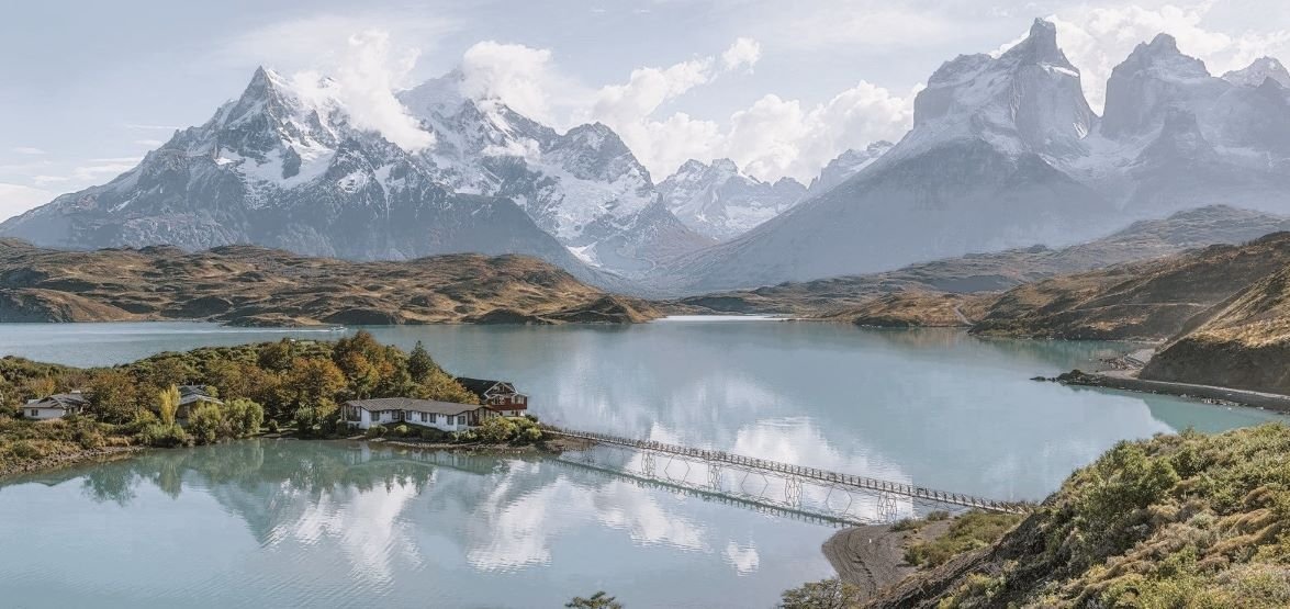 Lake Pehoé located inside the Torres del Paine National Park , a national park in southern Chilean Patagonia.