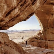 Little Rock Bridge located in famous Wadi Rum desert , also known as the Valley of the Moon in Jordan.