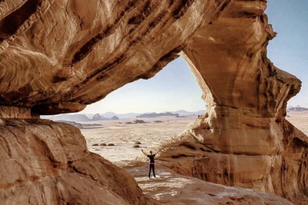 Little Rock Bridge located in famous Wadi Rum desert , also known as the Valley of the Moon in Jordan.