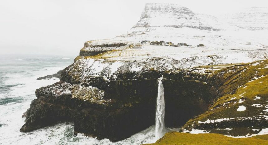 Múlafossur is a waterfall near the village of Gásadaluron on the island of Vágar in the Faroe Islands.