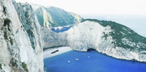 Navágio Bay , also called Shipwreck Bay or Smugglers' Bay, is a secluded bay in the west of the island of Zakynthos, Greece.