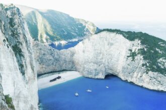Navágio Bay , also called Shipwreck Bay or Smugglers' Bay, is a secluded bay in the west of the island of Zakynthos, Greece.