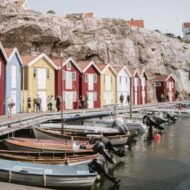 The Smögenbryggan is a wooden pier in Smögen's old fishing harbour in The island of Smögen , in the Bohuslän region, Sweden.