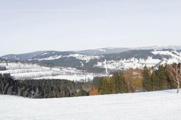 The Kněžický vrch Ski Resort located above the town of Vrchlabí ,a town in Trutnov District in the Hradec Králové Region of the Czech Republic.