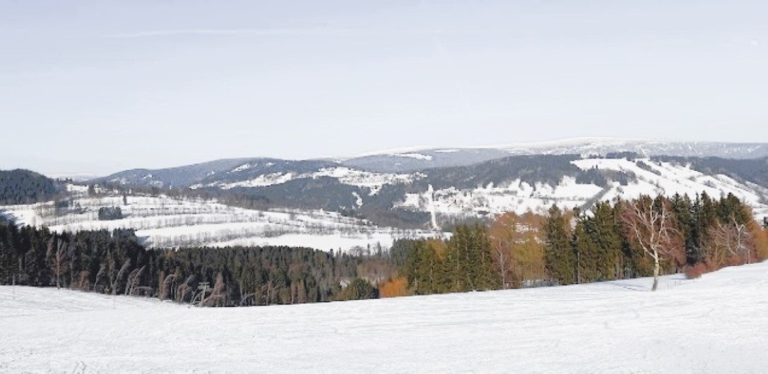 The Kněžický vrch Ski Resort located above the town of Vrchlabí ,a town in Trutnov District in the Hradec Králové Region of the Czech Republic.