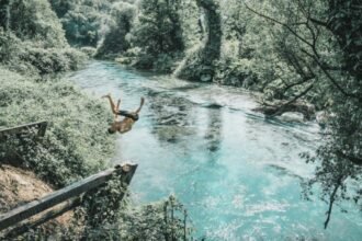 The "Blue Eye" also known as "springs of Bistricë" is a karst spring on the western slope of the Mali i Gjerë mountain range in Albania.