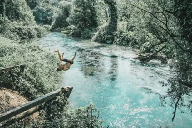 The "Blue Eye" also known as "springs of Bistricë" is a karst spring on the western slope of the Mali i Gjerë mountain range in Albania.