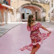 Calle Rosa, also known as the Pink Street , located in Cais do Sodre Neighborhood in Lisbon, Portugal.