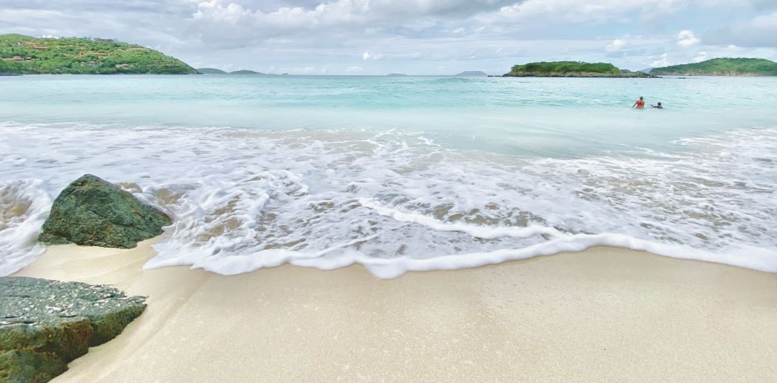 Honeymoon Beach located on the North Shore of Saint John , one of the Virgin Islands in the Caribbean Sea ,in U.S. Virgin Islands.