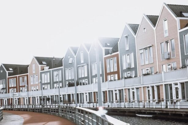The Rainbow Houses located by the Lake Rietplas in Houten ,a municipality in the Netherlands, in the province of Utrecht.