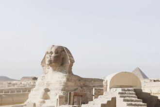 The Great Sphinx of Giza is a limestone sculpture located in the Giza Necropolis, on the western bank of the Nile River ,Egypt.