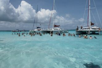 Stingray City is a submerged sandbar off the coast of Grand Cayman, Cayman Islands.