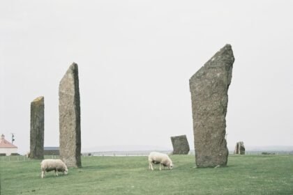 The Standing Stones of Stenness is a Neolithic monument five miles northeast of Stromness on the mainland of Orkney, Scotland.