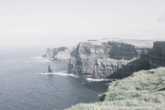 The Cliffs of Moher is a rugged rocky coast in the southwest Burren region ,in County Clare of Ireland.